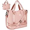 CS COSDDI 36L Weekend Borsa a tracolla, borsa da palestra separata asciutta e umida, borsa da corsa impermeabile per donna uomo sport palestra Weekender borsa tote borsa da ospedale, Rosa