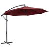 Outsunny Ombrellone da Giardino Ø3x2.5 m con Base a Croce, Prese d'Aria e Manovella, Ombrellone Decentrato Inclinabile e Girevole in Acciaio e Poliestere, Protezione UV, per Terrazza e Balcone, Rosso