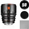 7artisans 50mm T2.1 Obiettivo cinematografico professionale S35 Telaio compatibile con Canon RF-S Mount per RED KOMODO/KOMODO X/CANON C70/R7/R50/R50 (Nero)