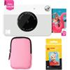 KODAK Printomatic Pacchetto iniziale per macchina fotografica a stampa istantanea a colori + Custodia morbida + Carta fotografica Zink 20pk - Foto colorate su carta adesiva 2x3 - Grigio