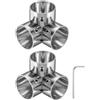 QUARKZMAN 2pz Gomito Angolo Croce Connettori Strutturali Tubi 3 Vie Morsetti Terminali Chiave a Brugola Raccordi Tubi Angolo Acciaio Inossidabile Supporto per Giardino 1 Dia Tubo, Argento