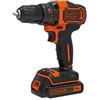 BLACK+DECKER Trapano avvitatore 18V 2G, 2 ingranaggi, frizione a 11 posizioni, coppia 40Nm, 2 batterie da 1,5Ah, caricatore da 400mA e scatola del kit, BDCDD186KB-QW