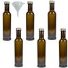 Viva Haushaltswaren - 6 bottiglie di vetro/olio da 250 ml, marrone antico - con imbuto incluso