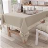 PETTI Artigiani Italiani - Tovaglia, Tovaglia da Tavola, Tovaglia Cucina Rettangolare con Pizzo Sangallo e Fiocchi, Tovaglia Copritavolo Tinta Unita in Cotone, X6 Posti (140x180 cm) Beige