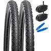 YunSCM 2Pcs Pieghevole 24 pollici pneumatici 24x1.95 ETRTO 53-507 e 2Pcs 24 pollici Camera d'aria AV32mm valvola Schrader, compatibile Bicicletta 24x1.95 24x2.0 Copertoni e Camera d'aria