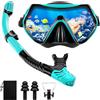 KAEFUYS Maschera Snorkeling, Maschera Subacquea Adulti con Maschera e Boccaglio Snorkeling, Maschera per Immersioni Anti-Nebbia & Anti-Perdite Panoramica 180°, Set per Snorkeling Adulti per Donne e Uomo