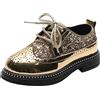 rismart Ragazzi Ragazze Stringata Brogue Oxfords Punta Rotonda Scintillante Paillettes Scarpe da Vestito Formali (Argento, 33 EU)