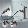 VirtuGro Rubinetto Bagno Lavabo Rubinetto con Doccetta Estraibile a 3 Modalità Miscelatore Monocomando Caldo e Freddo Aeratore Doccino per Lavandino (Grigio)