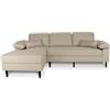 SAMIRA Divano angolare 3 posti con chaise longue sinistra mod. Washington (Tessuto, Beige)