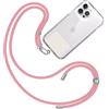 TBOC Cordino Catenella Laccio Strap Porta Cover [Rosa] con Toppa di Fissaggio [Bianco Ice] per Telefono Cellulare da Collo - Tracolla Catenina con cordini Accessori Telefoni Universale Laccetti