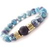ThurColas Bracciale uomo in pietre naturali, agata nera e ottone dorato