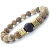ThurColas Bracciale uomo in pietre naturali, agata nera e ottone dorato
