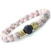 ThurColas Bracciale uomo in pietre naturali, agata nera e ottone dorato
