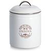 ZELLER 19363 - Barattolo Onions, 1620 ml, in ceramica, bianco, ca. Ø 14,5 x 20 cm, contenitore per conservazione, contenitore