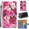 LeviDo-EU LeviDo Cover Compatibile per Xiaomi Redmi 9C/Redmi 10A Silicone Libro PU Pelle Magnetica Flip Portafoglio con Corda Disegni Antiurto Bumper Motivo Custodia Resistente Protettiva Case, Rosa Rosa