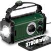 Lebenwell Radio di emergenza a manovella da 37000 mAh, radio solare, radio meteorologica NOAA/AM/FM, 4 metodi di ricarica, batteria ai polimeri, torcia elettrica e lampada da lettura, allarme SOS, bussola per