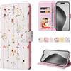 BEENTRYS Cover per iPhone 12 mini Pelle Portafoglio,Fiori Libro con Slot Porta Carte Supporto Blocco RFID Magnetica Donna PU Flip Antiurto Custodia per iPhone 12 mini-DriedFlowerWorld