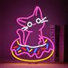 NYXEN Cartello neon LED Cat Donut - dimmerabile (40 x 32 cm), decorazione da parete per cucina, caffetteria, cameretta dei bambini, soggiorno, bar, panetteria, dolce idea regalo per gli appassionati