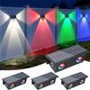NATPOW Lampada da Parete Solare RGB, 7 Colori Applique da Parete, Auto ON/OFF Cambia Colore Lampada Esterna Solare, IP65 Impermeabile per Recinzione, Veranda, Percorso, Garage, 4 Pezzi