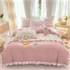 GETIYA Biancheria da letto da donna e ragazza, 135 x 200 cm, in microfibra, romantica, con volant, motivo floreale, copripiumino singolo, rosa, set di biancheria da letto con 1 federa 80 x 80 cm