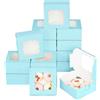 Gcardist Scatole per Biscotti Azzurre con Finestra 15 Pezzi 15,2 x 15,2 x 7,6 cm. Confezione regalo per Matrimonio Favore Compleanno & Festa (15,2 x 15,2 x 7,6 cm)