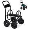 Relaxdays Carrello Avvolgitubo da Giardino, Carrellino Mobile per Acqua in Metallo, 4 Rotelle, Tubi Lunghi 75 m, Nero