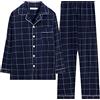 Kobilee Pigiama Uomo Cotone Lungo Caldo Leggero Pigiama Cotone Pigiama Pile Completo Taglie Forti Elegante Pigiama Invernale Autunno con Bottoni Pigiami Due Pezzi Offerta Classico Pigiama Lungo