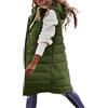 MNRIUOCII Giacca invernale da donna lunga in piumino, senza maniche, calda, giacca invernale casual, senza maniche, giacca lunga trapuntata con cappuccio, verde, XXL