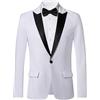 WZIKAI Giacca da smoking da uomo, slim fit, con un bottone, tinta unita, per matrimoni, balli, cene, feste, A-bianco, M