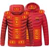 KHIRVWL Giacca Riscaldata Donna Uomo 11 Elementi Riscaldanti, 3 Livelli di Temperatura, Cappuccio, Gilet Riscaldato per Moto, Pesca, Attività all'aperto, Rosso, L