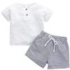 Generico Abito Neonata Pantaloncini a Righe a Maniche Corte a Costine in Cotone Primavera Estate Unisex per Neonato Pigiami Estivi (White, 12-18 Months)