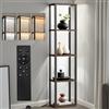 XIIW Libreria con illuminazione a LED, lampada da terra a 5 livelli con ripiano in legno, lampada dimmerabile con 3 temperature di colore e luminosità regolabili, mensola per