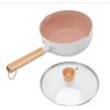 Serlium Pentole Antiaderente Pentola per Pasta 1 o 2 persone Alluminio Doppio beccuccio versatore Maniglie in Legno Antiscottatura Tegamino con Coperchio Diametro 18,4 cm Pentolino Latte per Famiglia