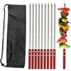 Jadin 10 PCS Spiedini Acciaio Inossidabile, Kebab Piatto da 42 cm | Kebab con Manico in Legno Resistente al Calore, Spiedini per Barbecue Riutilizzabili, Accessori per Griglia con Borsa