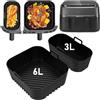 FINEVERNEK 2 stampi in silicone per friggitrice ad aria calda Philips Dual Basket Airfryer serie 3000 6L/3L,Silicone Teglia per Friggitrice ad Aria per Philips NA350/00,Riutilizzabili in silicone