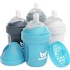 Herobility Biberon doppio anticolica Herobility - 5 fl oz/140ml - Confezione da 4 - Biberon multicolore - Bianco, Grigio, Blu Ferro, Blu