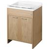 Negrari: Lavatoio Lavapanni 9002KF in resina PVC, Vasca resistente agli acidi, Ideale per ambienti umidi, Kit completo con asse di lavaggio, Interno/Esterno, L50 X P60 X H84, Frassino