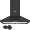 COMFEE' Cappa Aspirante 60 cm PYRA17B-60 Nera Cappa Cucina con LED, Sistema di Ricircolo e Canalizzazione e Filtri a Carbone