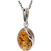Artisana-Schmuck Ciondolo ambra, ciondolo ovale (senza catena) in ambra e argento sterling 925/000 rodiato, Argento Sterling 925/000 rodiato Ambra baltica, Ambra