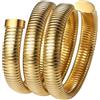 Cupimatch Bracciale Elastico Donna Oro: Serpente Braccialetto Largo 12 mm in Acciaio Inossidabile Placcato 14K Oro con Zircone Avvolgente - Regalo Donna Festa della Mamma