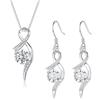 Cangall Set di gioielli da donna, in argento sterling 925, collana e orecchini da appendere con zirconi cubici, 45 + 5 cm, ciondolo con orecchini in argento, regalo d'amore per la festa della mamma,