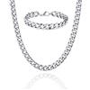 ALANETA Set/Collana a catena cubana massiccia da 60 cm per uomo, catena in acciaio inossidabile placcata in oro 18 k. Fatto a mano. Regalo. Gioielli da uomo (Oro/Argento/Nero 7mm) (ACCIAIO + BRACCIALE)