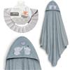 Interbaby - Mantello da bagno per bambini + cappello regolabile | Asciugamano con cappuccio 100% cotone, unisex, morbido, asciugatura rapida, ideale per neonati, neonati e bambini piccoli, design a