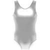 BODYWEAR LTD - Body per bambini e ragazzi, senza maniche, per scuola, sport, danza, ginnastica, balletto, look metallico bagnato lucido, costume per festa, discoteca o danza, Argento, M-L