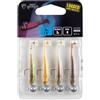 Fox Rage Micro Tiddler Fast Mixed UV Colour Pack 5 cm 3 g - 4 shads per pesca persico, esca di gomma, pesci di gomma montati