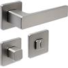 FELGNER Maniglia Bormio per per bagno e WC | maniglia per porta moderna e di alta qualità | ferramenta per porta con rosetta | per porte interne e delle camere | Nichel opaco