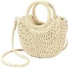 19 de enero Borsa Rafia in tessuto, tracolla estiva con manico superiore, beige, con tasca interna e chiusura, portafoglio a spalla, Beige naturale
