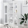 Homgoday Vetrina in vetro con 4 scomparti 2 porte, vetrina soggiorno, mobile soggiorno, credenza sala da pranzo, credenza cucina vetrina in legno ingegneria bianco lucido 82,5 x 30,5 x 150 cm