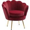 HOMCOM Poltrona a Conchiglia, Poltroncina Vintage, Poltroncina da Camera e Salotto, Design Elegante, con Schienale Alto, 76x67x74cm, Rosso Scuro