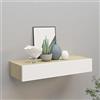 FENLAX Mensola da parete, 60 x 23,5 x 10 cm, in MDF, metallo marrone rovere e bianco, con cassetto, mensola galleggiante, armadio sospeso moderno
